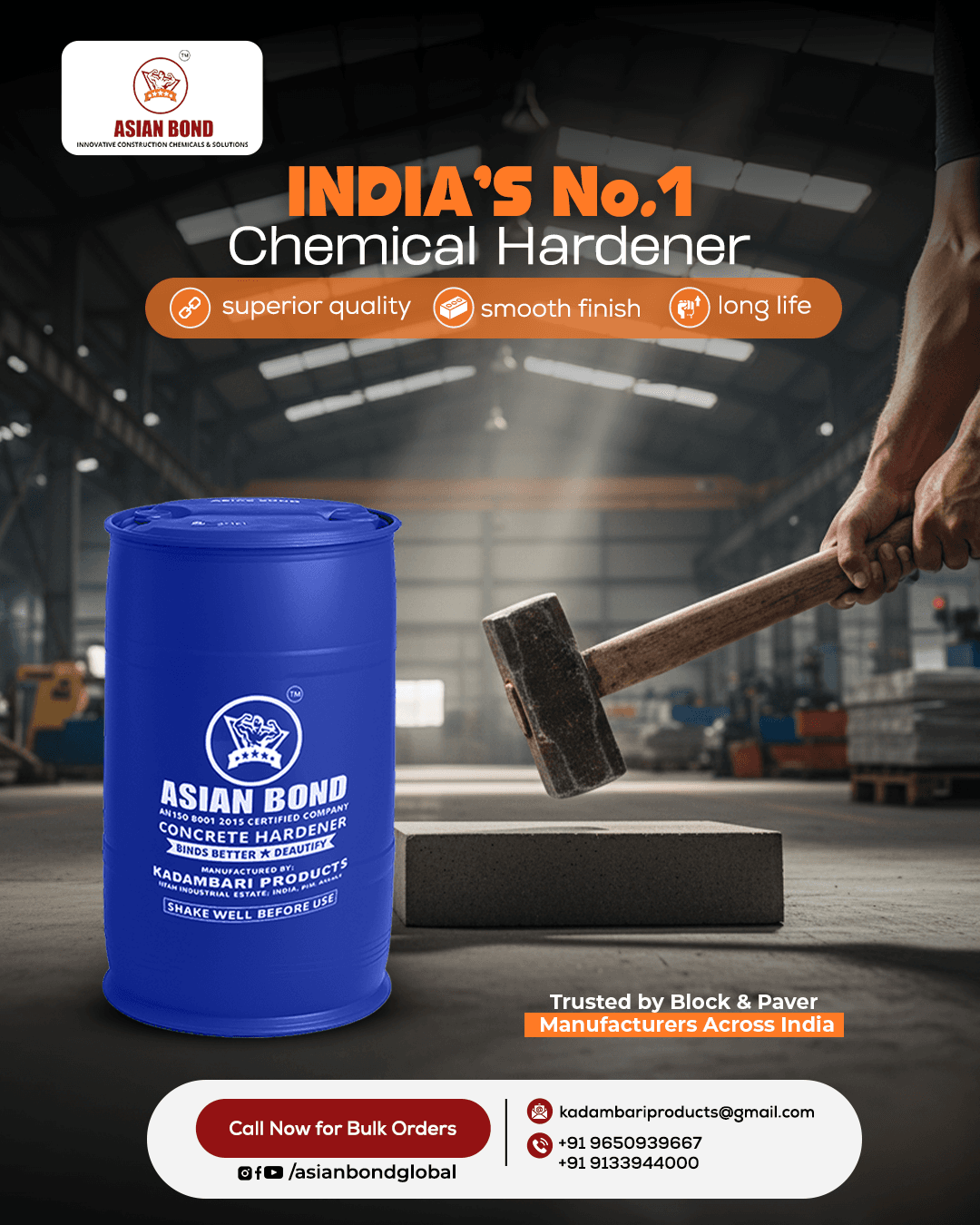 Long Lasting Liquid Concrete Hardener for Bricks